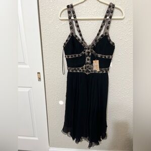 Chic Black Embellished Backless Dress